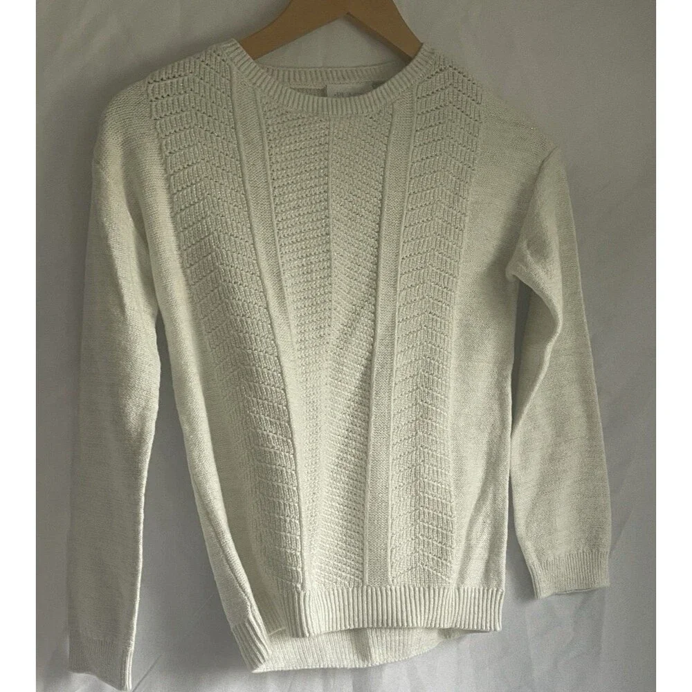 The Children's Place Girls Pink Knit Sweater M 7/8 Metallic Crew Neck Long Slv